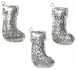 Antiqued Stockings Tin Christmas Ornaments 4"H Set / 12 (4 ea)