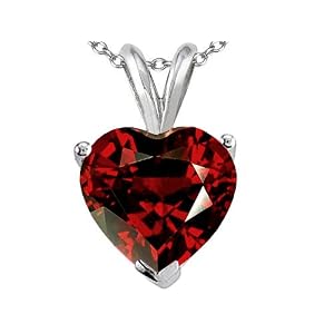 2.00 cttw Genuine Garnet Heart Pendant in 14k White Gold LIFETIME WARRANTY by