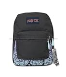 JANSPORT SUPERBREAK BACKPACK SCHOOL BAG - Grey Tar/Aspen Blue Rosey Posey- 9CM