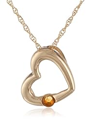 14k Yellow Gold Citrine Heart Pendant Necklace, 18"