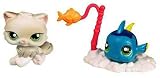 Hasbro - Poupees - Petshop Duo - Poisson sur Rocher / Chat Gris-Blanc