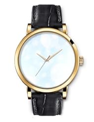SPRAWL Aanalog Fashion Series Gold Ladies Watches of Genuine Black Leather Strap,Unique Wrist Watch for Women Girls Designed with white circles
