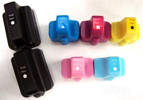 7PK Set Replacement HP 02 (C8721WN & C8771WN & C8772WN & C8773WN & C8774WN & C8775WN) Black & Cyan & Magenta & Yellow & Light Cyan & Light Magenta Ink Cartridges for HP All-in-One Printers	Photosmart 3110 3210 Series 3310 Series C5180 C6150