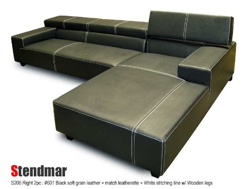 2pc New Modern Euro Design Black Leather Sectional Sofa S206R 41%2B9o1E31IL 2pc New Modern Euro Design Black Leather Sectional Sofa S206R