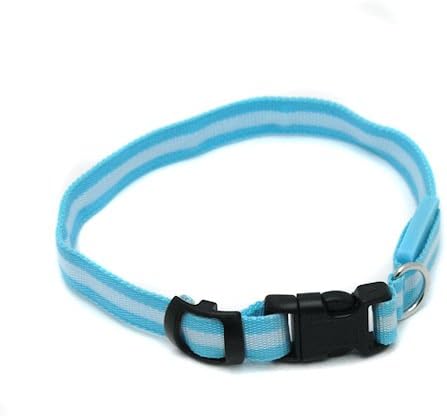 Eyourgifts LED High Visibility Flashing Lights Nylon Dog Collar Adjustable Large Blue