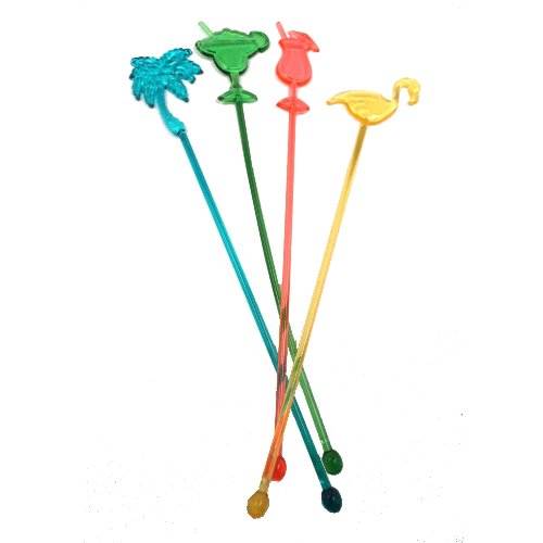 25 Assorted Tropical Luau Tiki Drink Stir Swizzle Sticks Bar Palm