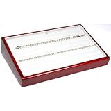 White Leather & Rosewood Diamond Tennis Bracelet Jewelry Display Tray