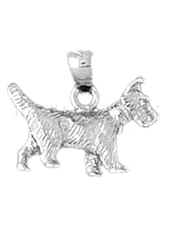 14K White Gold Terrier Dog Pendant