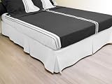 CACHE-SOMMIER 140x190 cm BLANC Volant de 35 cm, MICROFIBRE