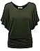 Amstt Womens Pure Color Short Sleeve Boat Neck Dolman Drape Tunics Top
