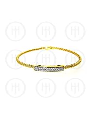 Sterling Silver -CZ Rhodium Plated Tri Colour Bangle - Yellow Gold (B