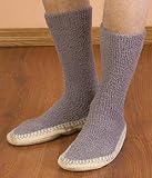 Man Adult Soft Knit Gripper, Non Skid Slippers. Fits Men's Shoe Sizes 9-12. Gray
