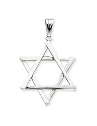 Large Solid 14k White Gold Star of David Pendant