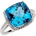 Gorgeous Checkerboard Swiss Blue Topaz & Diamond Cocktail Ring