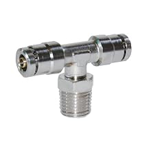 Brennan PCDT2601-B Series, Nickel-Plated Brass Push-to-Connect Tube Fitting, Branch Tee, Tube OD x NPT Male x Tube OD