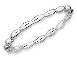 Stackable Expressions Sterling Silver Rhodium Rice Bead Stackable Ring