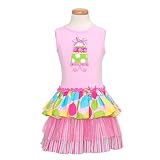 Rare Editions Girls 2-6X Birthday Cake Tiered Dress, Pink/Multi, 3T