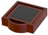 Rosewood & Leather 4 Coaster Set with Holder