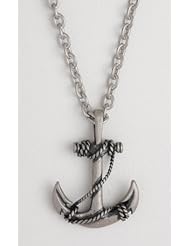 Sterling Silver Anchor Necklace on 18 Inch Stainless Steel Link Chain