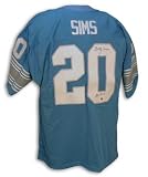 Autographed Billy Sims Blue Lions Throwback Jersey Inscribed Roy 80