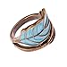Vintage Boho Style Fashion Bronze & Blue Leaf Winding Wrap Finger Ring