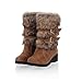 Charm Foot Fashion Faux-fur Womens Low Heel High Top Snow Boots