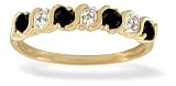 14K Yellow Gold Genuine Round Black Onyx and Diamond Ring