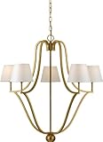 Quoizel LSE5005GY Era 5-Light Solid Brass Chandelier from Illuminations Collection by Laurie Smith with White Parchment Shades, Gallery Gold