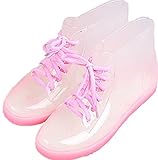 雨 雪 レイン シューズ 防水 スニーカー 風/クリアヒール (超軽透明ピンク 39(24cm))
