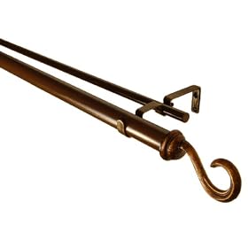 BCL Drapery Hardware, Hook Double Curtain Rod, Antique Gold Finish, 48-inch to 86-inch by BCL Drapery Hardware