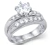 Solid 14k White Gold Solitaire Engagement Wedding Set CZ Cubic Zirconia Ring Round Cut 1.5 ct