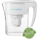 Aquagear Water Filter Pitcher - Removes Fluoride & Lead - 150 Gallon Filter Aqua Gear Filter - Clear