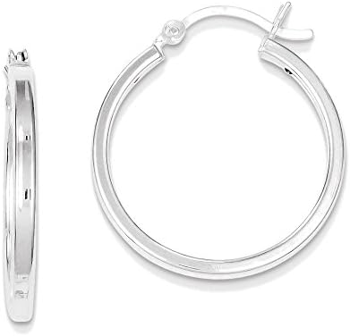 925 Sterling Silver Glossy Hollow Round Hoop Earrings - 25mm