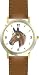 Brown (Bay) - JP - Horse - WATCHBUDDY&reg; DELUXE TWO-TONE THEME WATCH - Arabic Numbers - Brown Leather Strap-Children's Size-Small ( Boy's Size & Girl's Size )