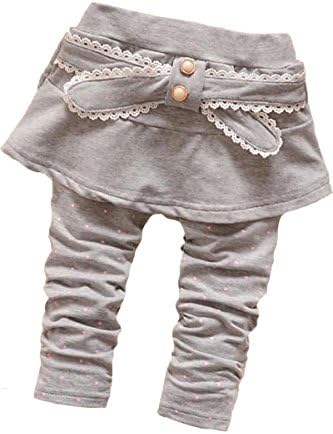 Baby Girl's Toddler 1 Piece Bowknot Polka Dot Culottes Pants Leggings(S,Gray)