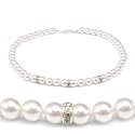 Genuine Swarovski Crystal Pearl Necklace with Rondelle - White (8mm)