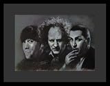 Three Stooges (Group, B&W) Movie Black Wood-Mounted Poster Print - 11 X 17