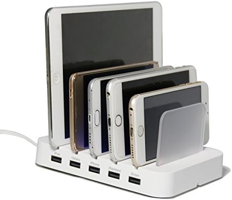 Charging Station, Ustars 5-Port Multiple Device USB Charging Station 10.6A Quick Charge USB Charger Storage for Smartphone iPad Tablet Kindle