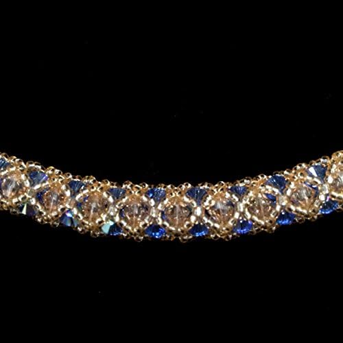 Swarovski Elements Sapphire &amp; Golden Shadow Crystal Necklace "Captured Grace"