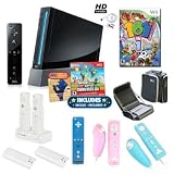 Exclusive Nintendo Wii Black Super Mario Fun Holiday Bundle with Games - Travel Bag - and More By Nintendo New