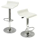 Sigma Contemporary "Leather" Adjustable Barstool - White