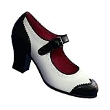 Aris Allen Black & White 1940s Wingtip Mary Jane Swing Shoes with Suede Leather Sole