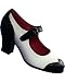 Aris Allen Women's 1940s Vintage Black & White Wingtip Heeled Mary Jane Dance Shoes with Suede Sole Size 8.5 M US
