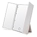 BTSKY Tri-Fold Lighted Travel Makeup Mirror- Portable 8 LED Lights Vanity Mirror / Makeup Mirror / Pocket Mirror / Compact Mirror (White)