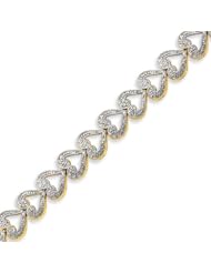 Sterling Silver Vermeil Diamond Accent Heart Bracelet - 7.25 Inch