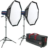 Photoflex StarFlash 650 Gemini OctoDome Kit with Two StarFlash 65Ows Monolights, Two 3' OctoDome3's, Connectors, 8'2 LiteStands, & Large Case with Wheels.