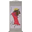 Hand-Painted 69" Oriental Wall Art Scroll - Chinese Monk With Beige Border