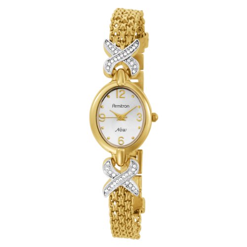 Armitron Women's 75-3176SET NOW Swarovski Crystal Accented Gold-Tone Bracelet Set Watch