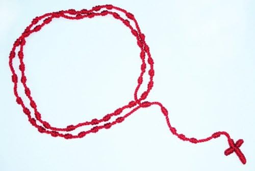 Red Decenario Cross Friendship Rosary Thread Pulseras Necklace By Knotted