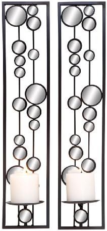 Metal Mirror Candle Sconce Set of 2 24" x 5" U66710 [Casa Bonita Decor]